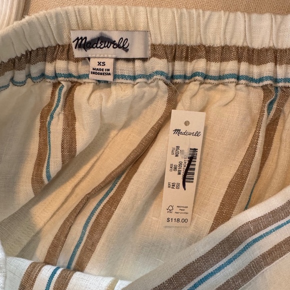 NWT Madewell  Column Striped Maxi Skirt in 100% Linen Olive Surplus Stripe SZ XS - Picture 7 of 9